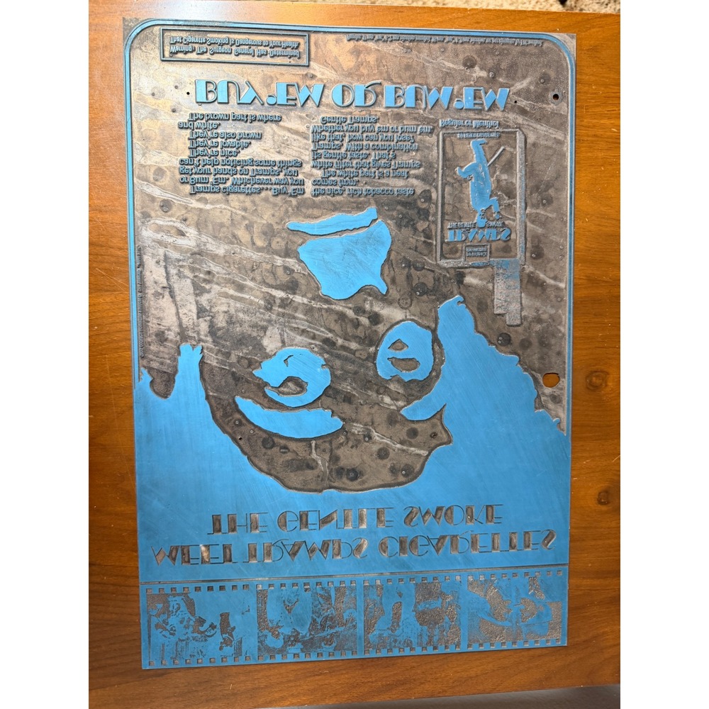 VTG Tramps Cigarettes Charlie Chaplin Metal Printing Press Plate‎ Advert 18x13